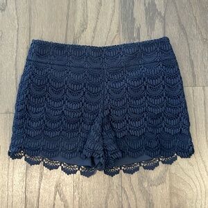 LOFT Navy Crochet Riviera Shorts - Size 00